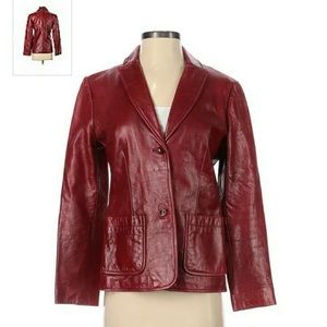 VINTAGE GAP RED 90s LEATHER BLAZER